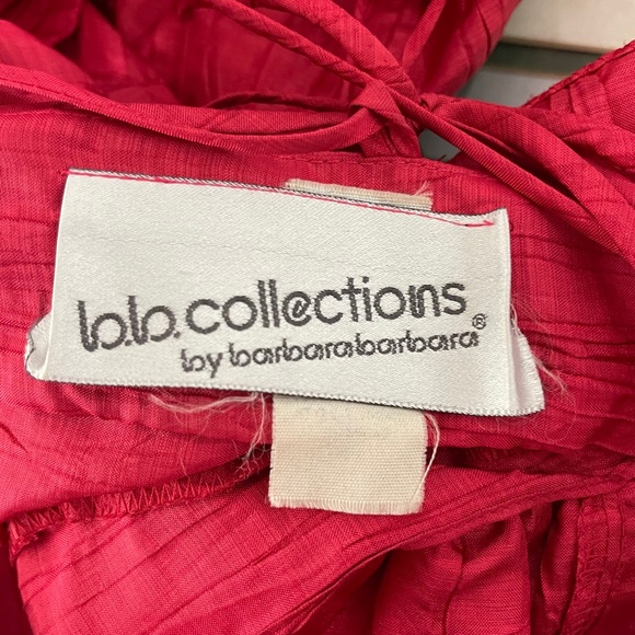 B.B. Collections Dress Size Small XS Hot Pink Crinkle Mini Tie back Vintage - Picture 6 of 7